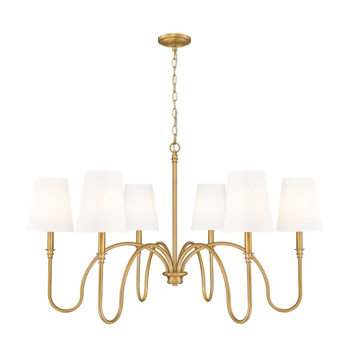 Z-Lite Jisele 6 Light Chandelier, Rubbed Brass/White - 4505-6RB