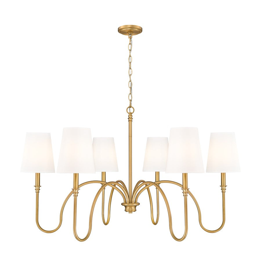 Z-Lite Jisele 6 Light Chandelier, Rubbed Brass/White - 4505-6RB