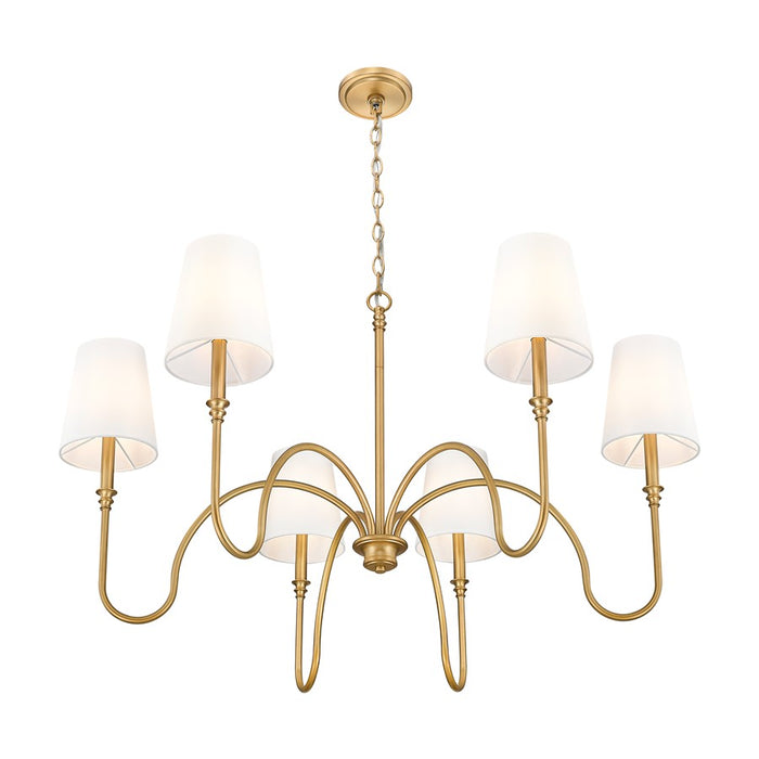 Z-Lite Jisele 6 Light Chandelier, Rubbed Brass/White