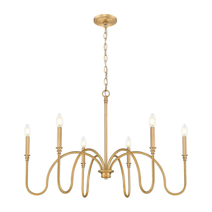 Z-Lite Jisele 6 Light Chandelier, Rubbed Brass/White