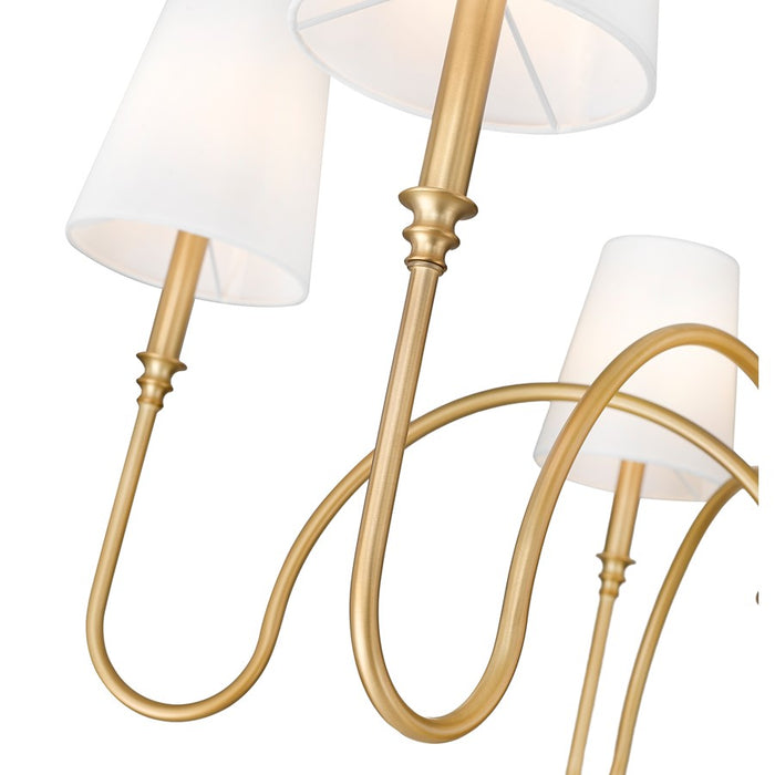 Z-Lite Jisele 6 Light Chandelier, Rubbed Brass/White