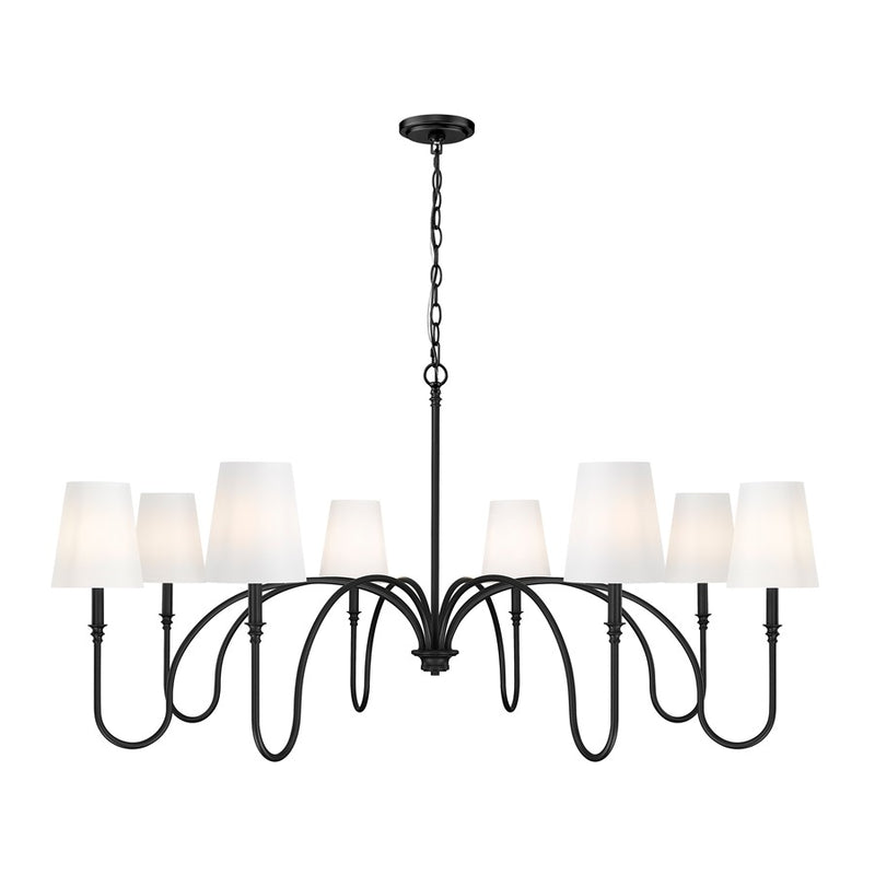 Z-Lite Jisele 8 Light Chandelier, Matte Black/White - 4505-8MB