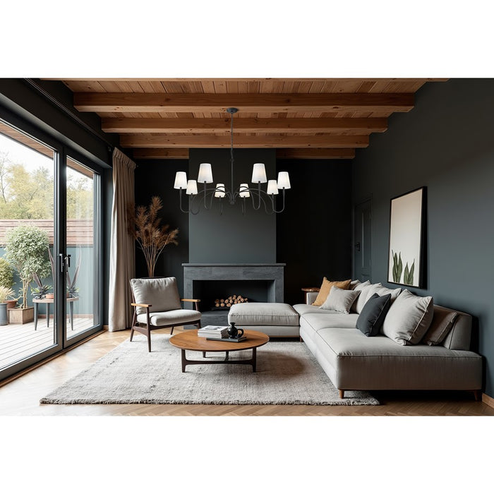 Z-Lite Jisele 8 Light Chandelier, Matte Black/White