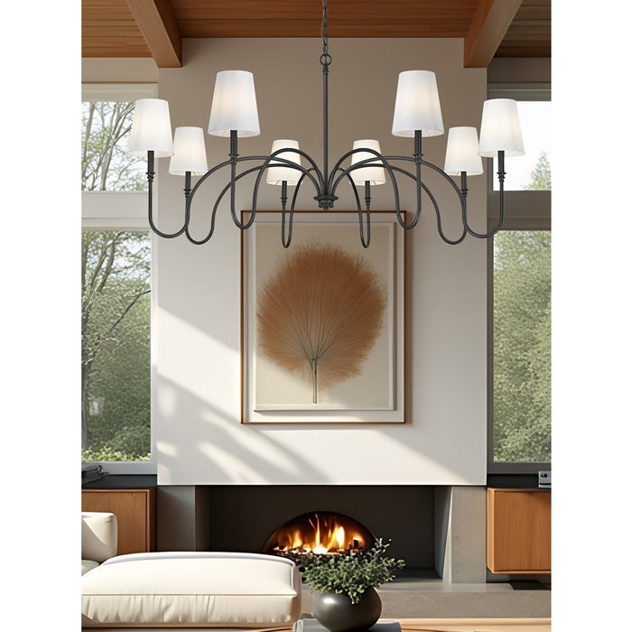 Z-Lite Jisele 8 Light Chandelier, Matte Black/White