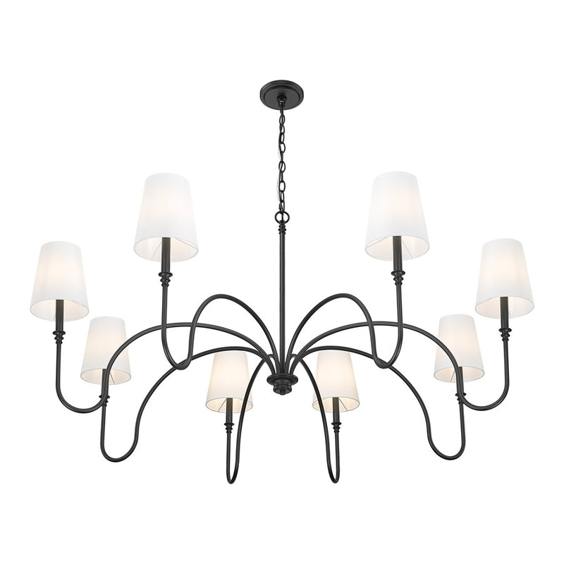 Z-Lite Jisele 8 Light Chandelier, Matte Black/White