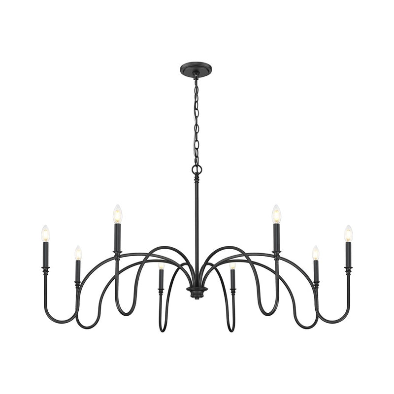 Z-Lite Jisele 8 Light Chandelier, Matte Black/White