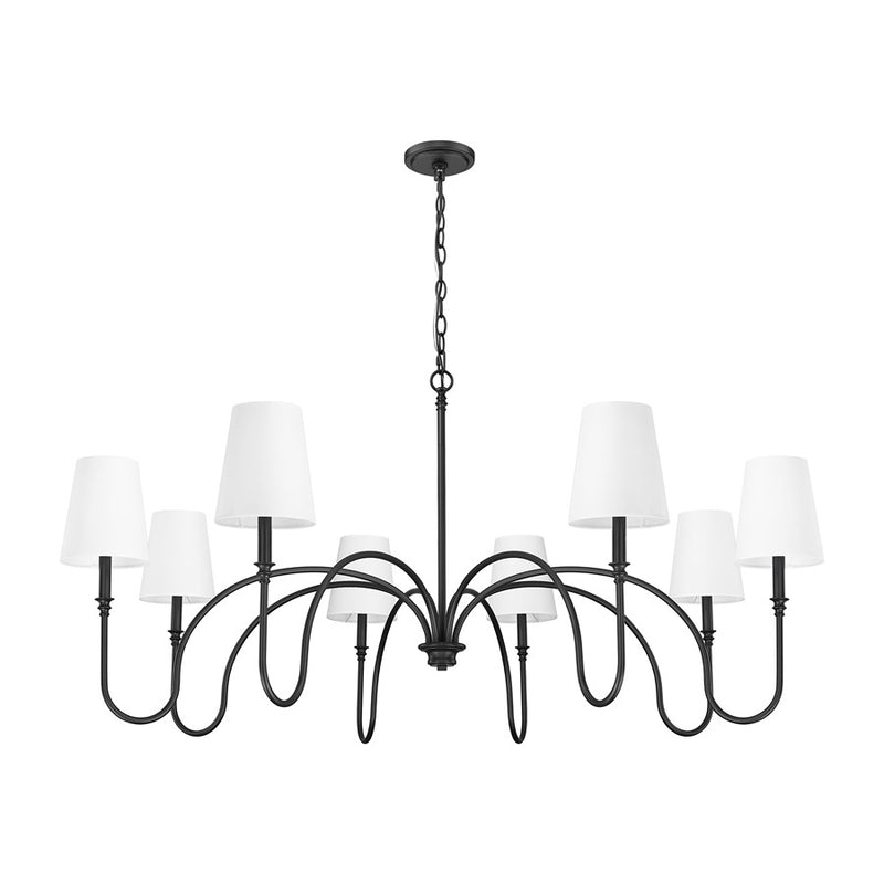 Z-Lite Jisele 8 Light Chandelier, Matte Black/White
