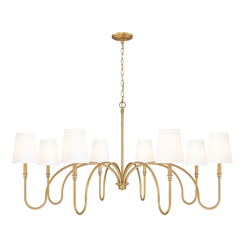 Z-Lite Jisele 8 Light Chandelier, Rubbed Brass/White - 4505-8RB