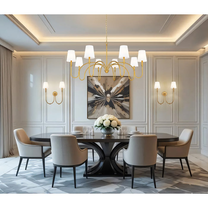 Z-Lite Jisele 8 Light Chandelier, Rubbed Brass/White