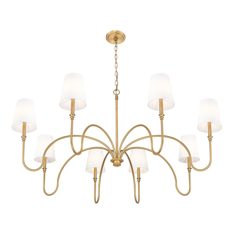 Z-Lite Jisele 8 Light Chandelier, Rubbed Brass/White
