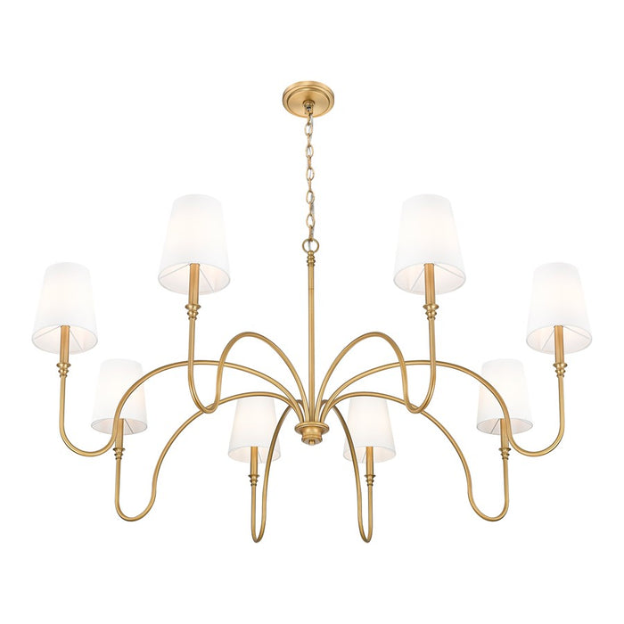 Z-Lite Jisele 8 Light Chandelier, Rubbed Brass/White