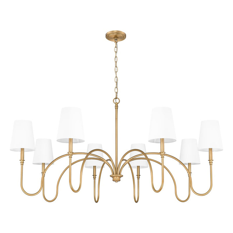 Z-Lite Jisele 8 Light Chandelier, Rubbed Brass/White