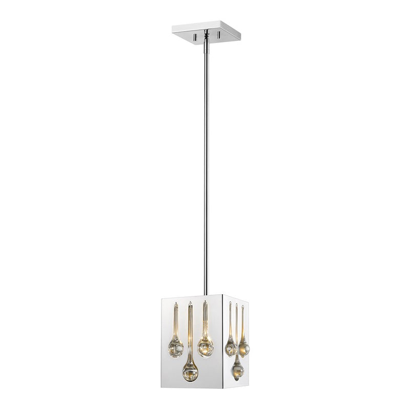 Z-Lite Oberon 1 Light Pendant, Chrome - 453SQMP-CH