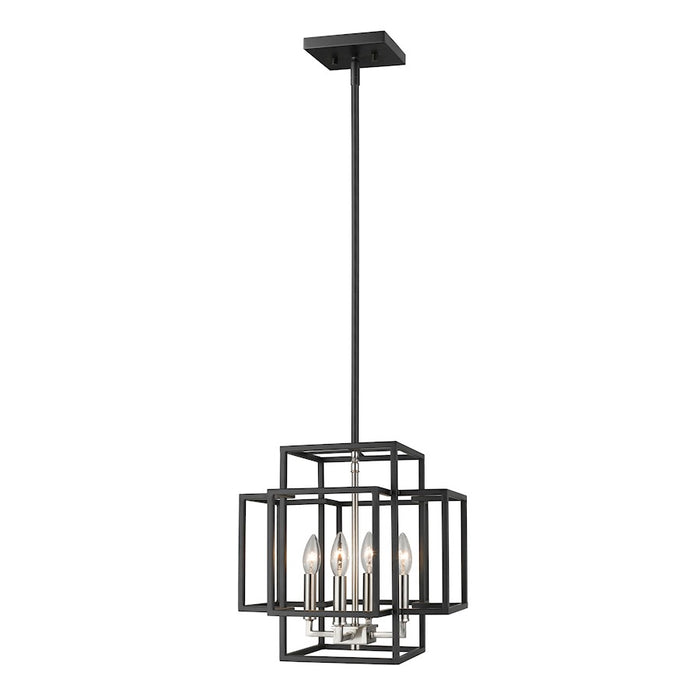 Z-Lite Titania 4 Light Pendant, Black/Brushed Nickel - 454-14BK-BN