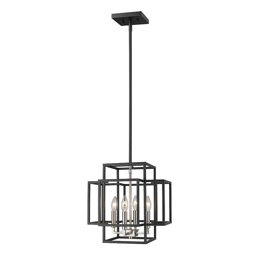 Z-Lite Titania 4 Light Pendant, Black/Brushed Nickel - 454-14BK-BN
