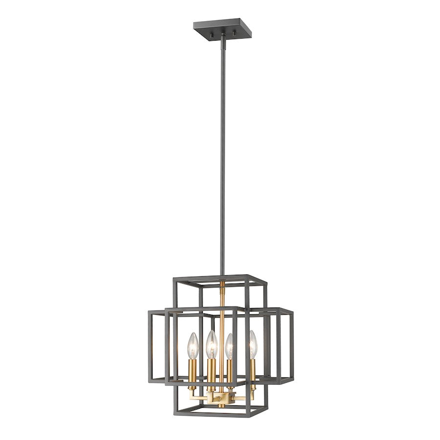 Z-Lite Titania 4 Light Pendant, Bronze/Olde Brass - 454-14BRZ-OBR