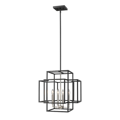 Z-Lite Titania 4 Light Pendant, Black/Nickel - 454-18BK-BN