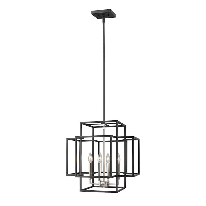 Z-Lite Titania 4 Light Pendant, Black/Nickel - 454-18BK-BN
