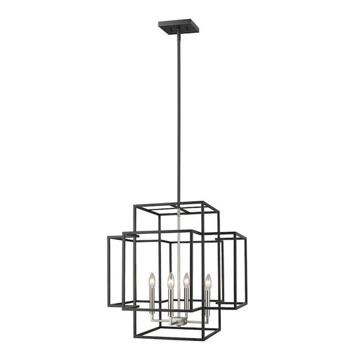 Z-Lite Titania 4- Light Pendant, Black, Brushed Nickel - 454-22BK-BN