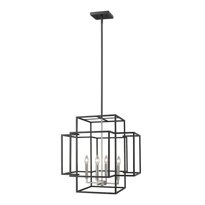 Z-Lite Titania 4- Light Pendant, Black, Brushed Nickel - 454-22BK-BN