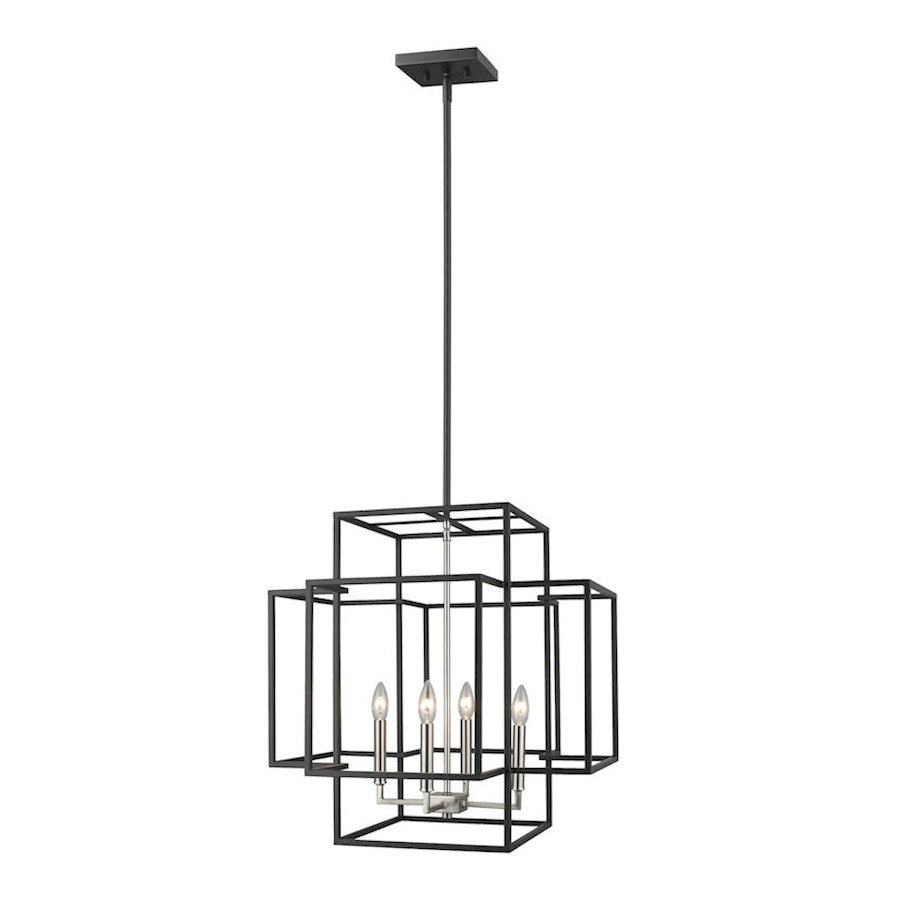 Z-Lite Titania 4- Light Pendant, Black, Brushed Nickel - 454-22BK-BN