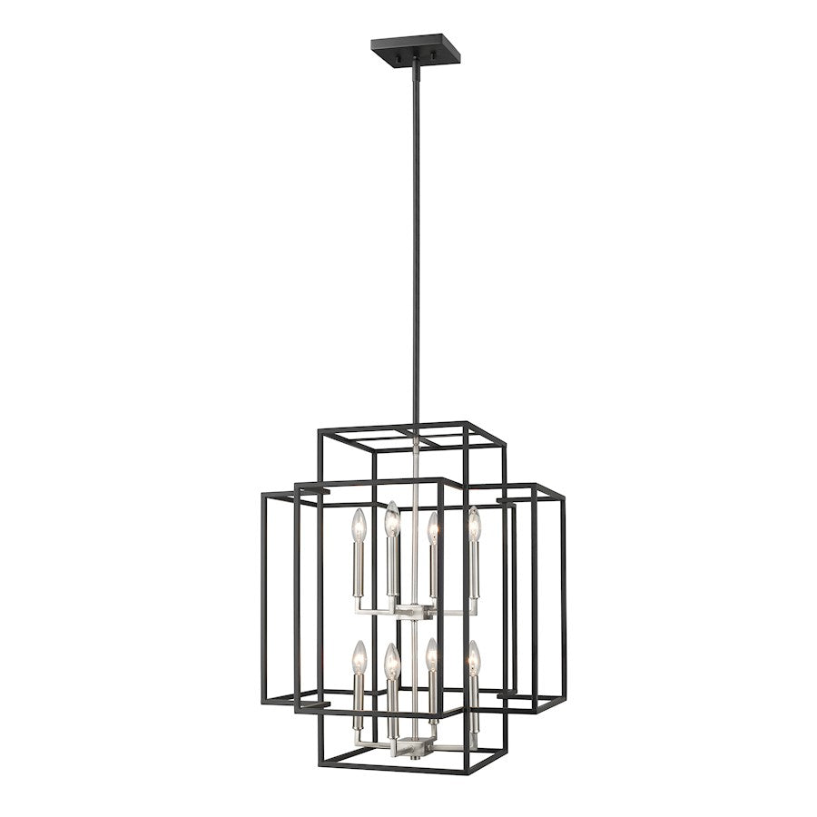 Z-Lite Titania 8 Light Pendant, Black, Brushed Nickel - 454-28BK-BN