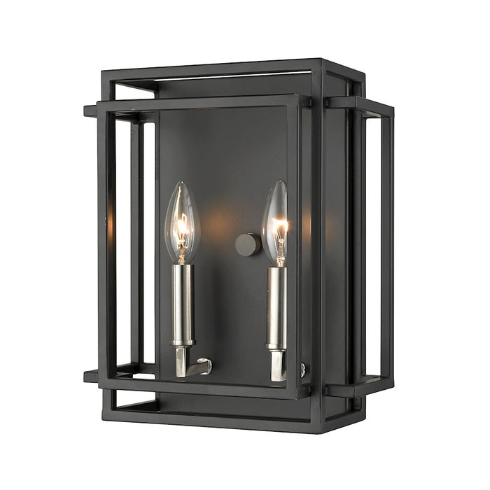 Z-Lite Titania 2 Light Wall Sconce, Black, Brushed Nickel - 454-2S-BK-BN