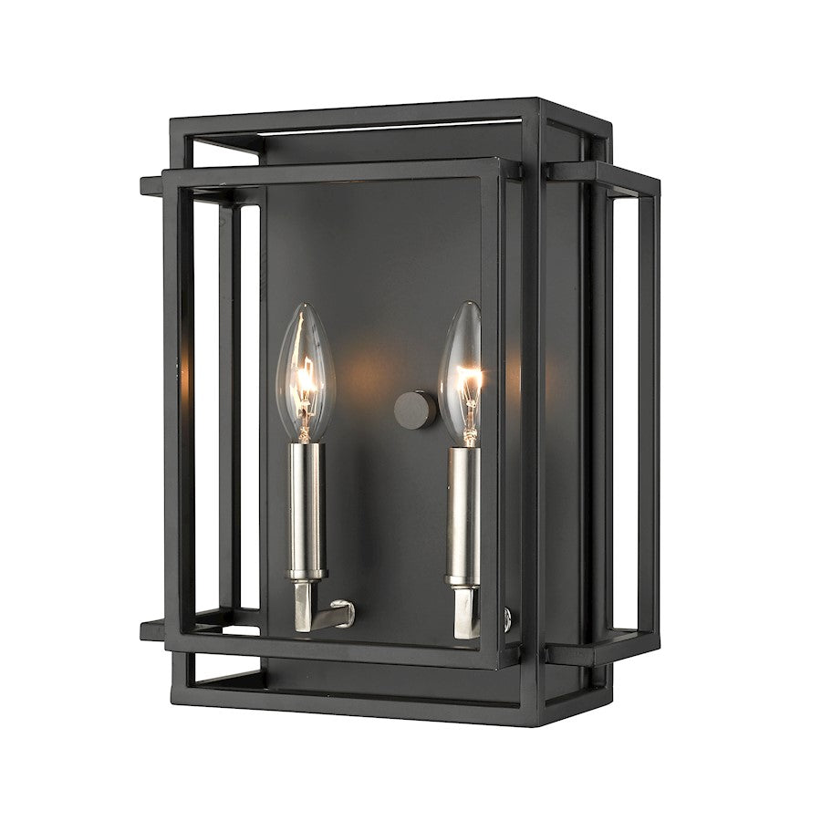 Z-Lite Titania 2 Light Wall Sconce, Black, Brushed Nickel - 454-2S-BK-BN