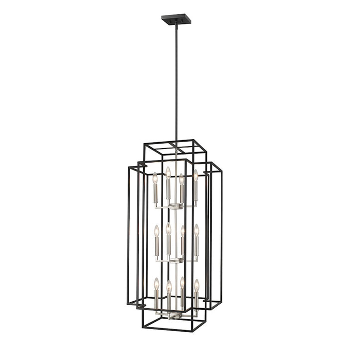 Z-Lite Titania 12 Light Pendant, Black, Brushed Nickel - 454-42BK-BN