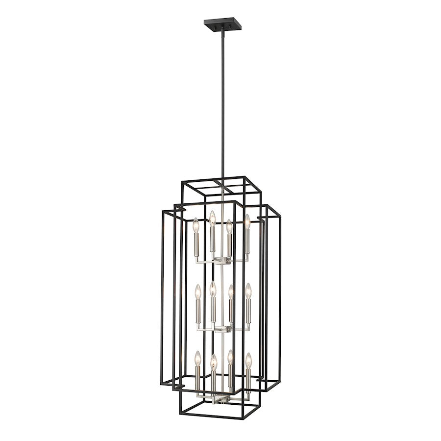 Z-Lite Titania 12 Light Pendant, Black, Brushed Nickel - 454-42BK-BN