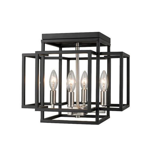 Z-Lite Titania 4 Light Flush Mount, Black, Brushed Nickel - 454F-BK-BN