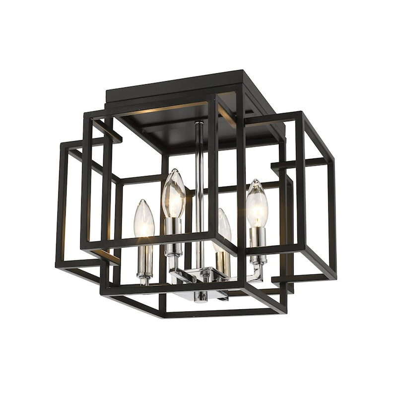 Z-Lite Titania 4 Light Flush Mount, Black/Chrome - 454F-BK-CH