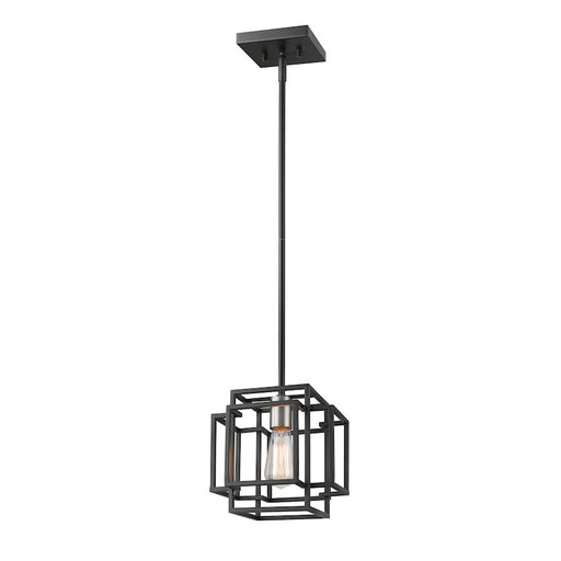Z-Lite Titania 1 Light Mini Pendant, Black, Brushed Nickel - 454MP-BK-BN