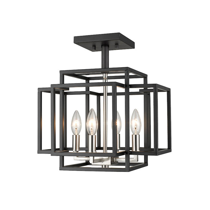 Z-Lite Titania 4 Light Semi Flush Mount, Black, Brushed Nickel - 454SF-BK-BN