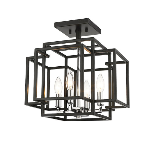 Z-Lite Titania 4 Light Semi Flush Mount, Black/Chrome - 454SF-BK-CH