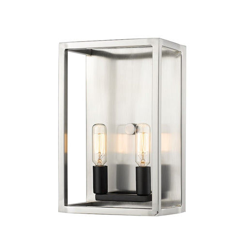 Z-Lite Quadra 2 Light Wall Sconce, Brushed Nickel, Black - 456-2S-BN-BK