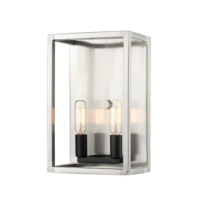 Z-Lite Quadra 2 Light Wall Sconce, Brushed Nickel, Black - 456-2S-BN-BK