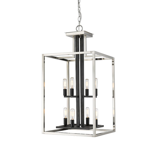 Z-Lite Quadra 8 Light Chandelier, Brushed Nickel, Black - 456-8BN-BK