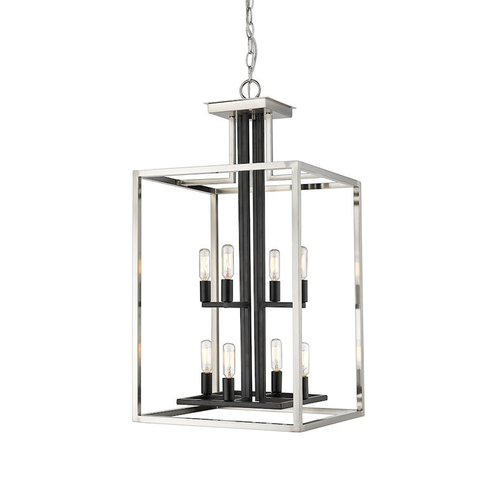 Z-Lite Quadra 8 Light Chandelier, Brushed Nickel, Black - 456-8BN-BK