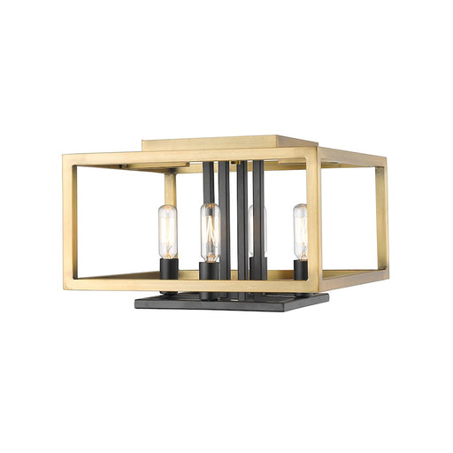 Z-Lite Quadra 4 Light Flush Mount, Olde Brass, Bronze - 456F-OBR-BRZ
