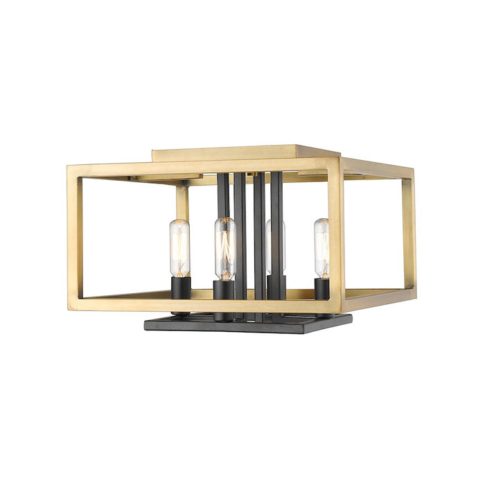 Z-Lite Quadra 4 Light Flush Mount, Olde Brass, Bronze - 456F-OBR-BRZ