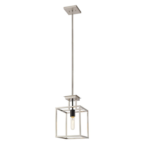 Z-Lite Quadra 1 Light Mini Pendant, Brushed Nickel/Black - 456MP-BN-BK