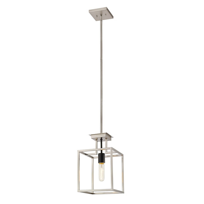 Z-Lite Quadra 1 Light Mini Pendant, Brushed Nickel/Black - 456MP-BN-BK