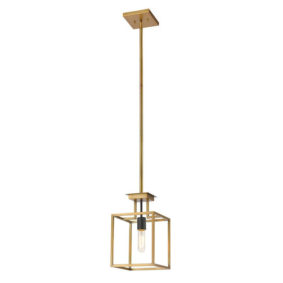Z-Lite Quadra 1 Light Mini Pendant, Olde Brass/Bronze - 456MP-OBR-BRZ