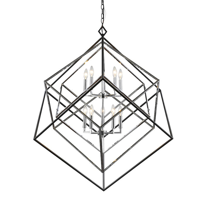 Z-Lite Euclid 10 Light Chandelier, Chrome, Matte Black - 457-10CH-MB