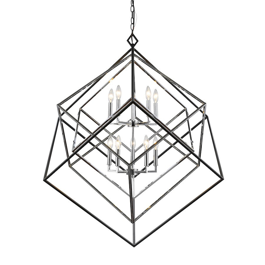 Z-Lite Euclid 10 Light Chandelier, Chrome, Matte Black - 457-10CH-MB