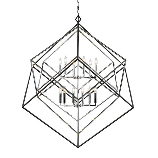 Z-Lite Euclid 12 Light Chandelier, Chrome, Matte Black - 457-12CH-MB