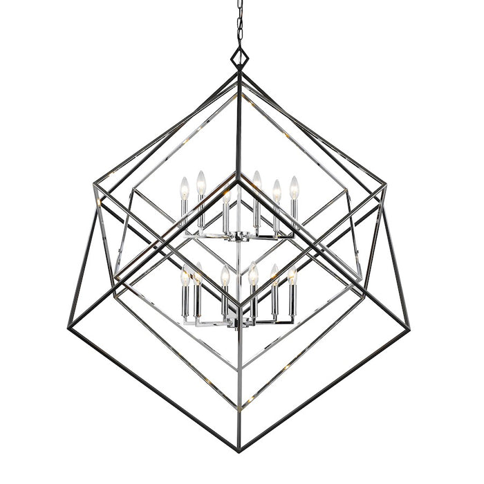 Z-Lite Euclid 12 Light Chandelier, Chrome, Matte Black - 457-12CH-MB