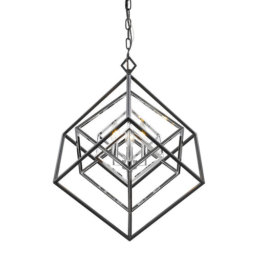 Z-Lite Euclid 3 Light Chandelier, Chrome, Matte Black - 457-3CH-MB