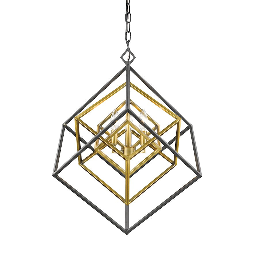 Z-Lite Euclid 3 Light Chandelier, Olde Bras, Bronze - 457-3OBR-BRZ